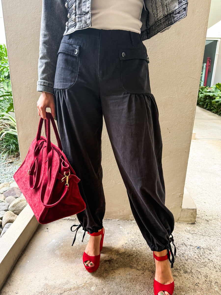 BLACK TIE CUFF PANTS