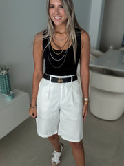 WHITE BERMUDA SHORTS
