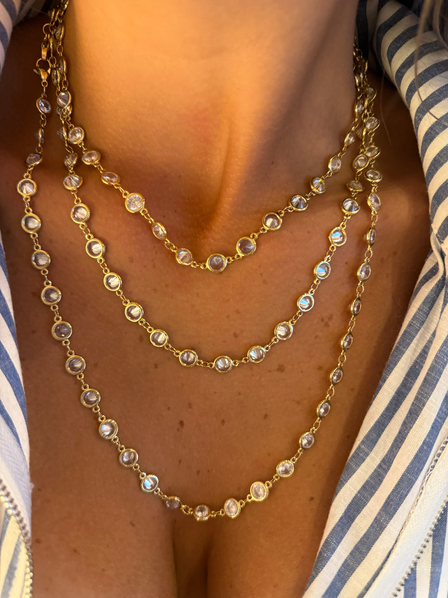 60" GOLD 8mm CUBIC ZIRCONIA ENDLESS NECKLACE
