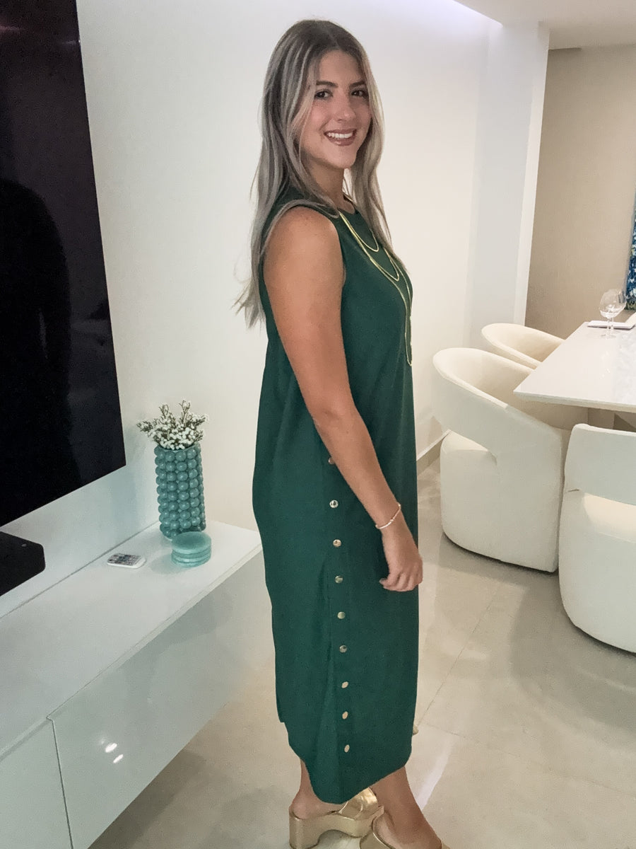 HUNTER GREEN STUDDED DRESS