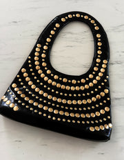 BLACK GOLD STUDDED SHOULDER BAG