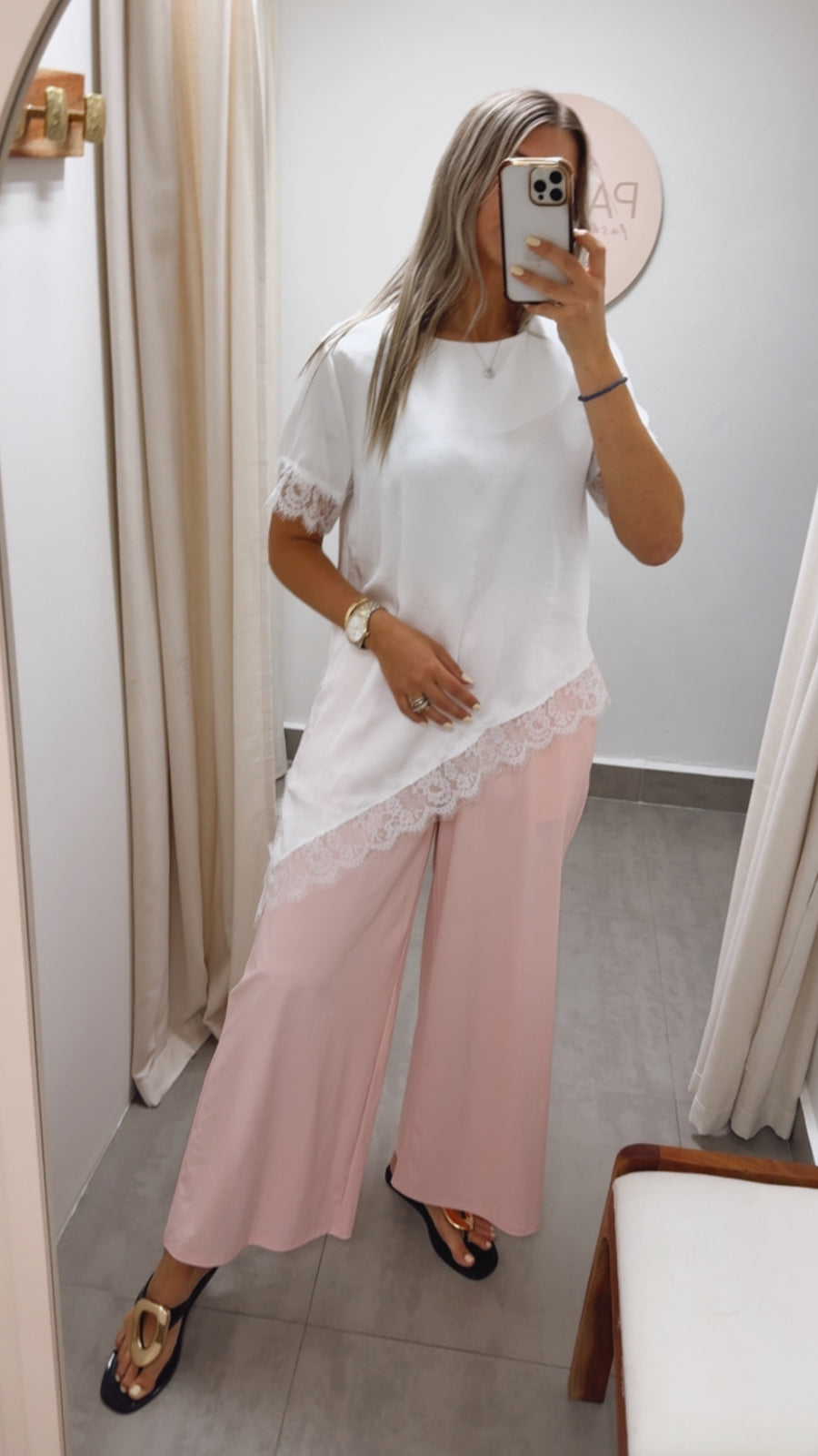 STRETCHY PALE PINK PANTS