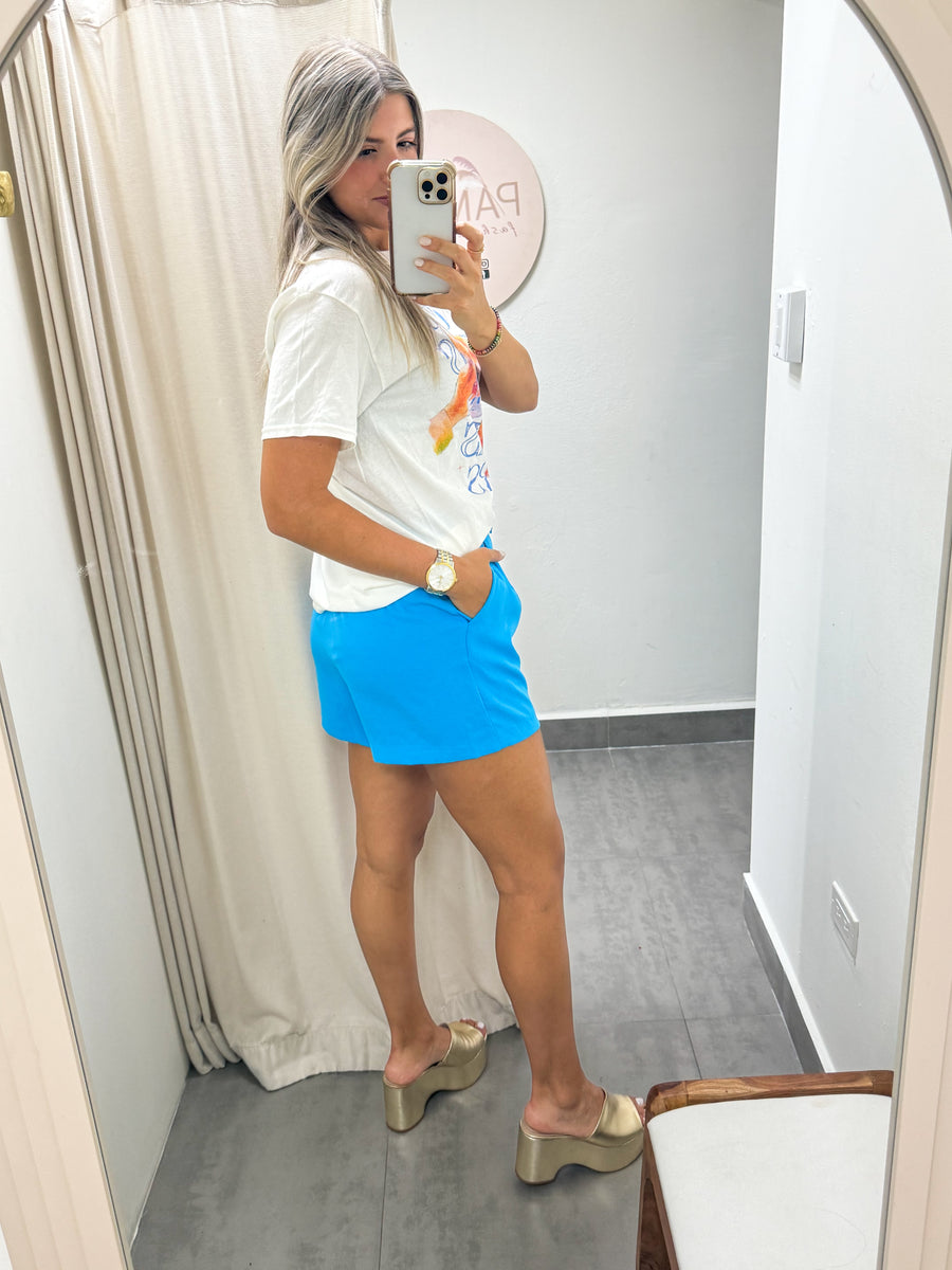 VIVID BLUE TAILORED SHORTS