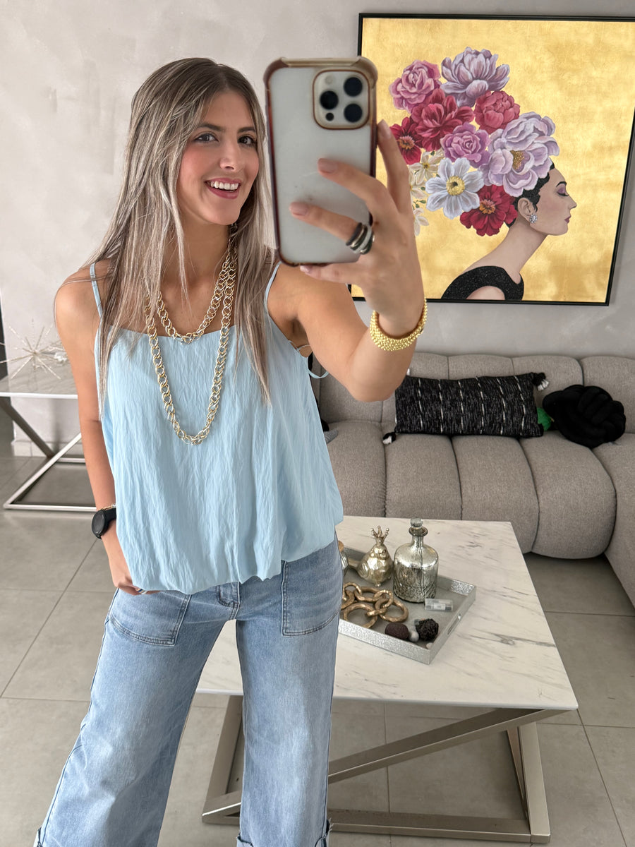 BLUE BUBBLE CAMI TOP