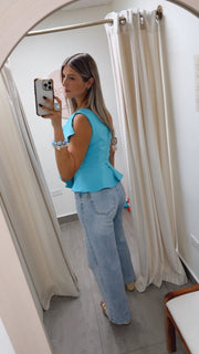 AQUA ONE SHOULDER BLOUSE