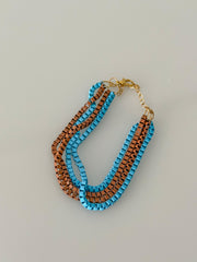 BROWN/BLUE LAYERED BRACELET