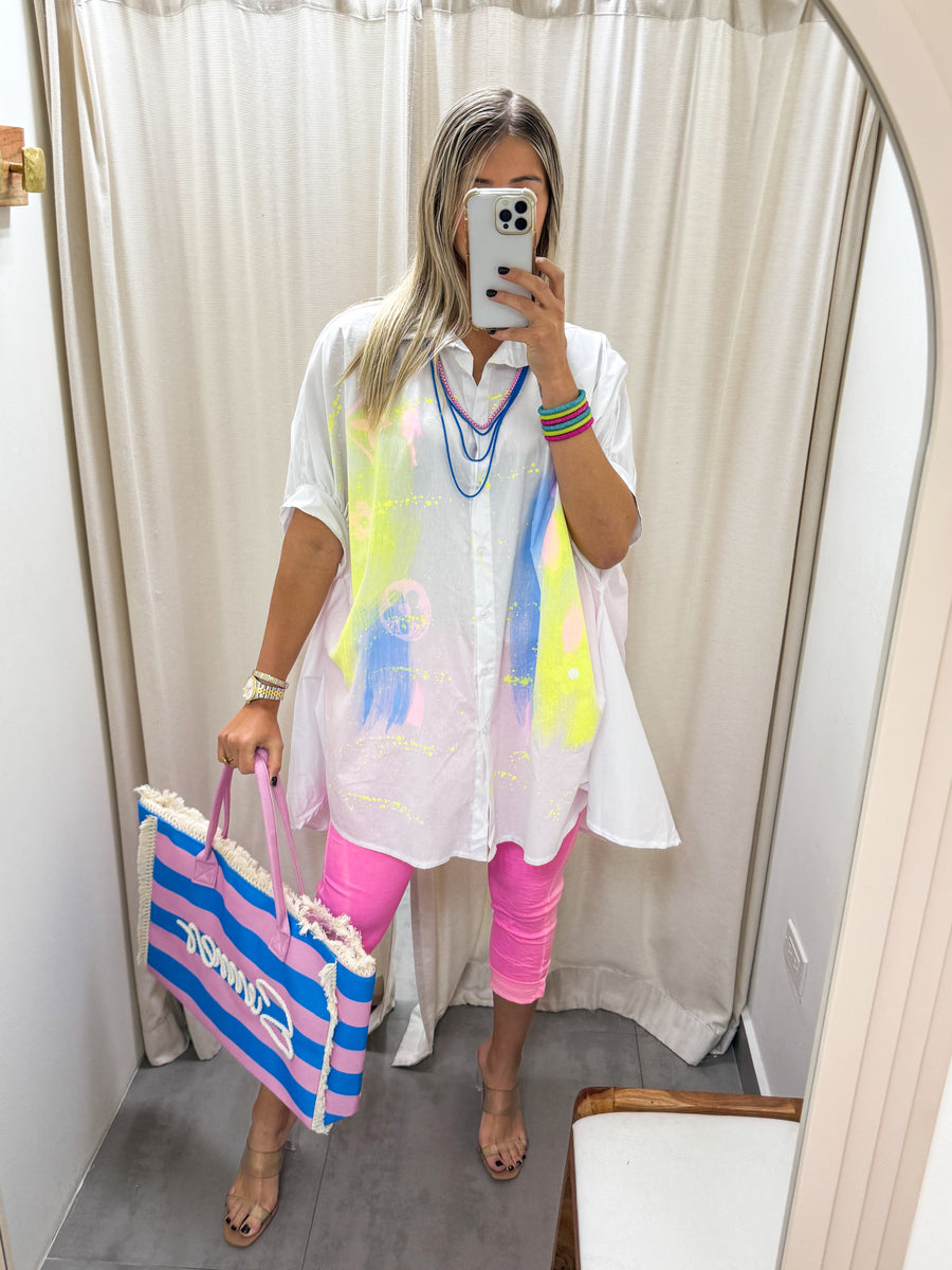 NEON PINK CRINKLE JOGGERS