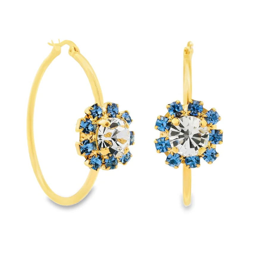 MINI BIANCA HOOP EARRINGS IN CLEAR BLUE