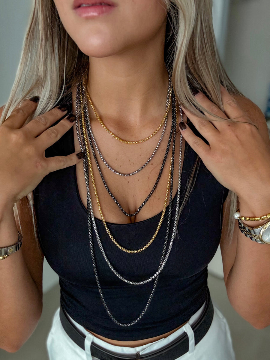 BLACK/GOLD/SILVER LAYERED NECKLACE COLLAB
