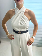 GRAY HALTER JUMPSUIT