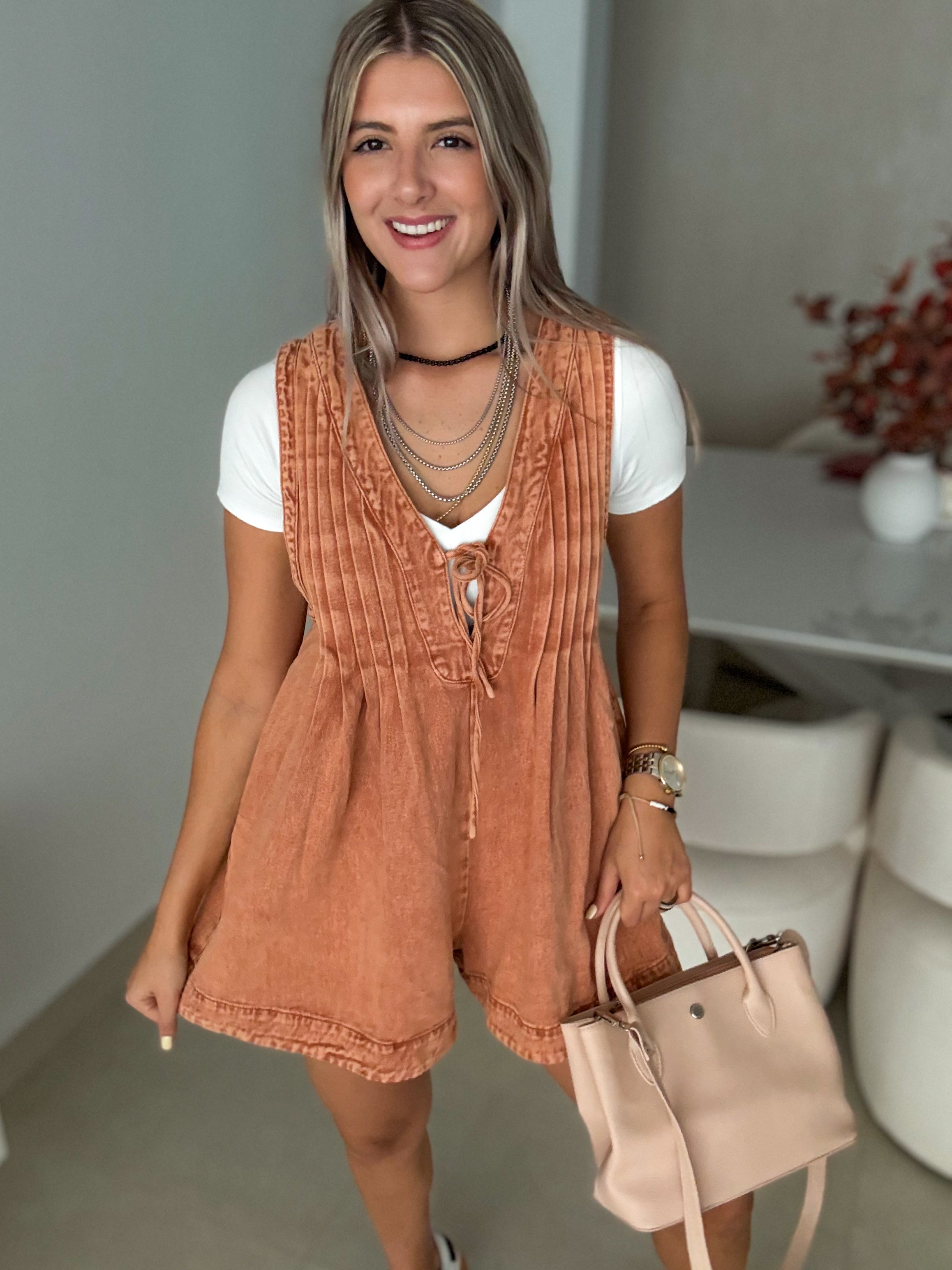 BRICK COLOR ROMPER