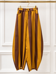 BROWN/MUSTARD STRIPED BARREL PANTS
