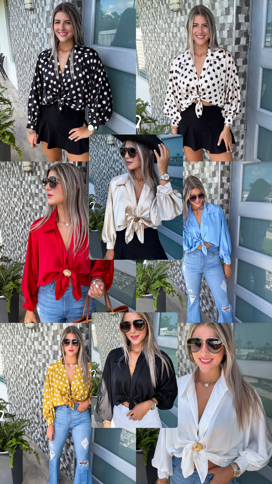 ONE SIZE SATIN KNOT BLOUSE