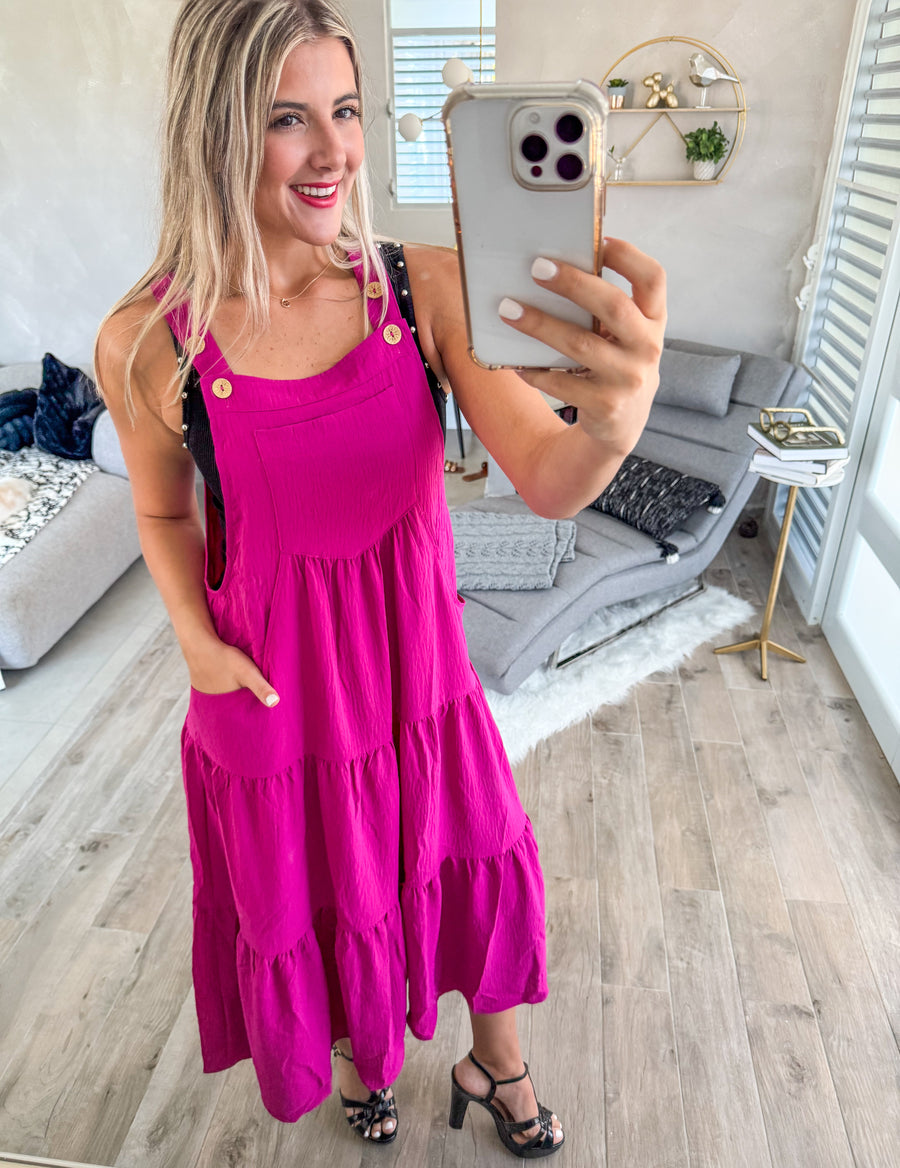 MAGENTA OVERALL DRESS