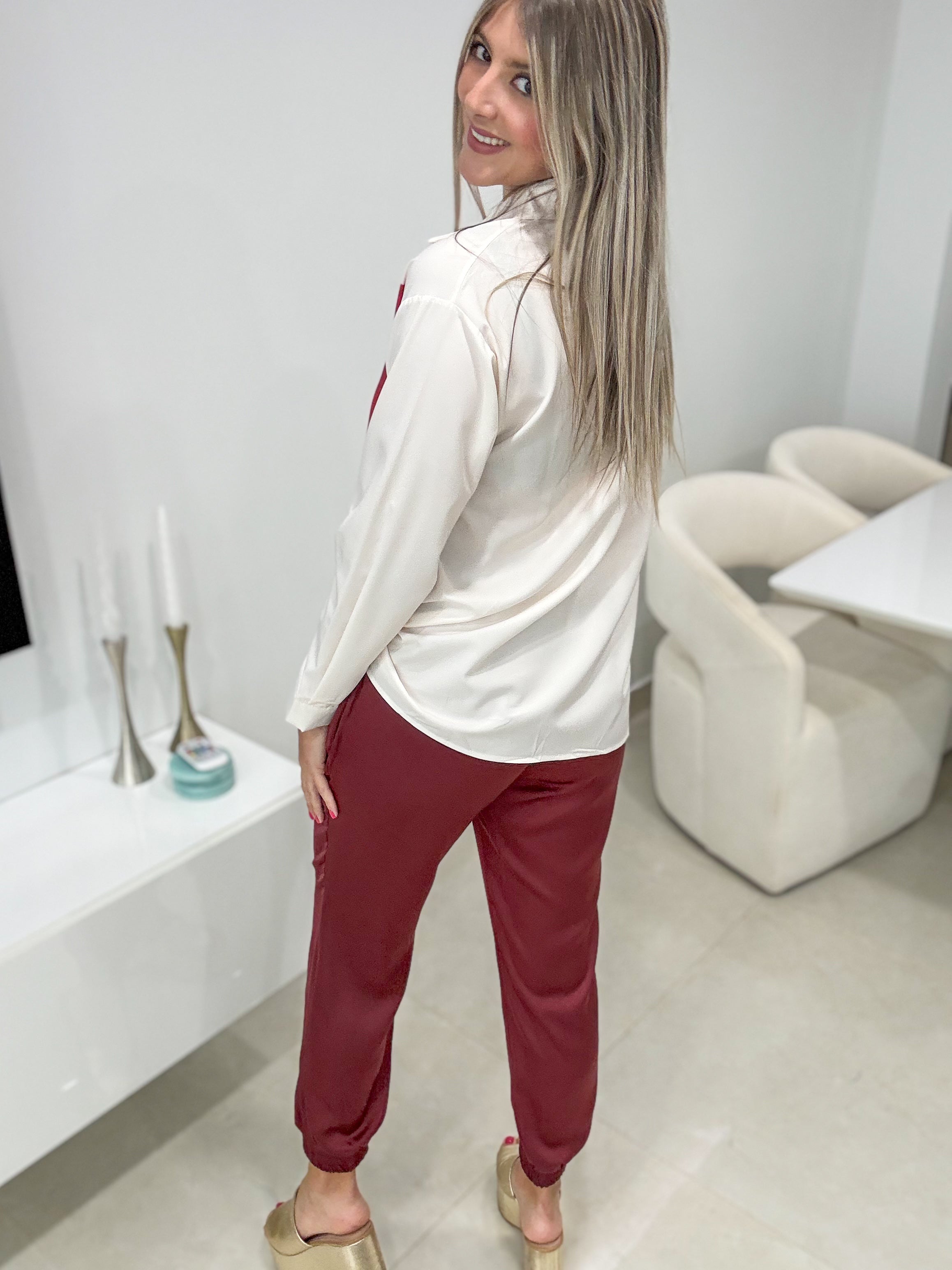 HEART PRINT BUTTON DOWN BLOUSE