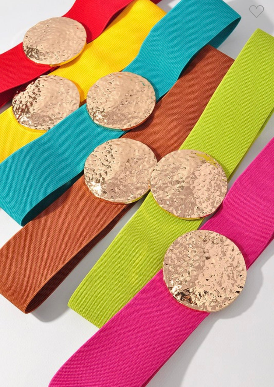 HAMMERED GOLD DISC ELASTIC BELT