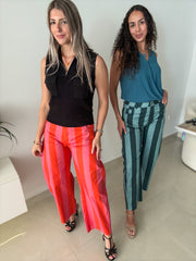 STRIPED BARREL PANTS