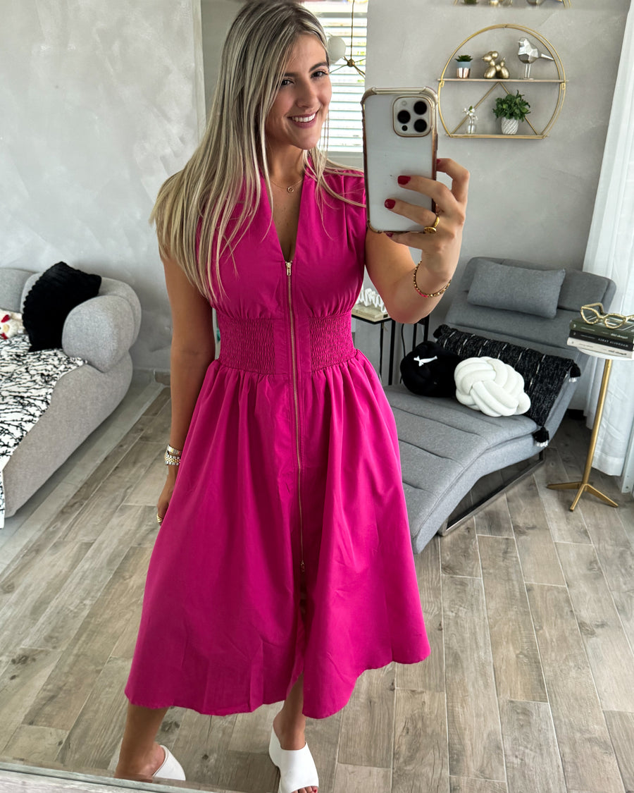 MAGENTA ZIPPER DRESS