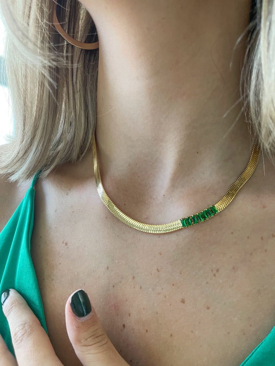 GREEN SNAKE CHAIN NECKLACE