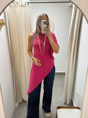 PIA LIGHT MAGENTA ASYMMETRIC BLOUSE