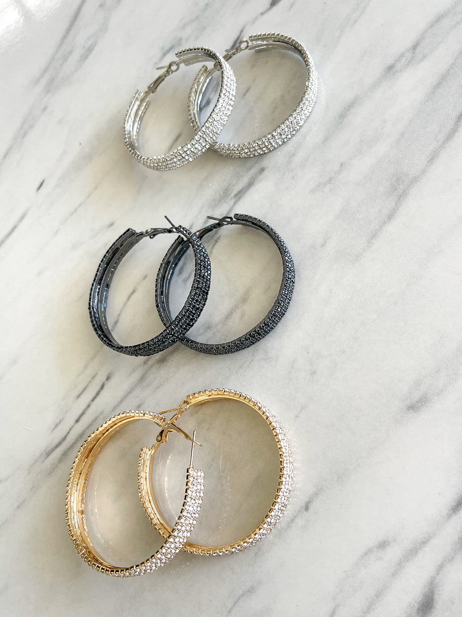 RHINESTONES HOOP EARRINGS
