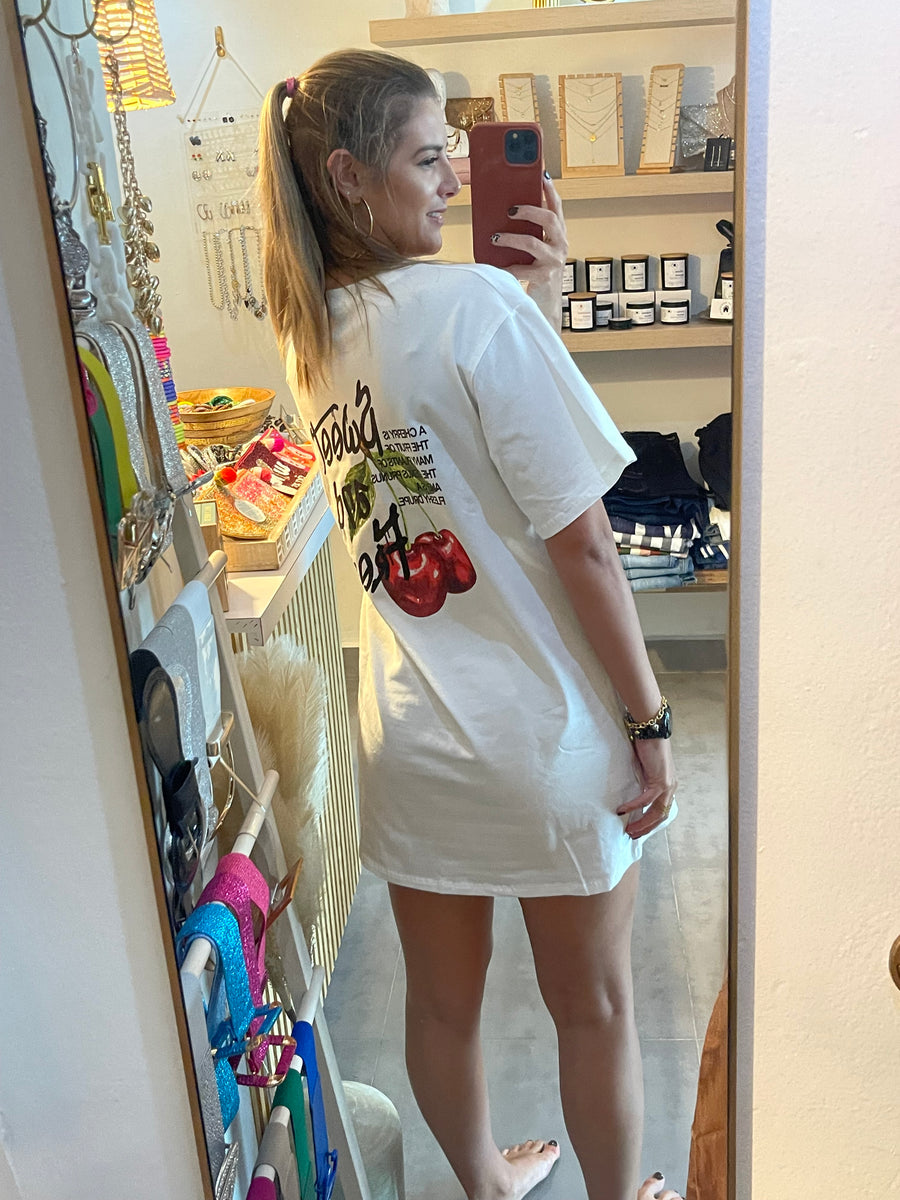 WHITE SWEET & FRESH T-SHIRT DRESS