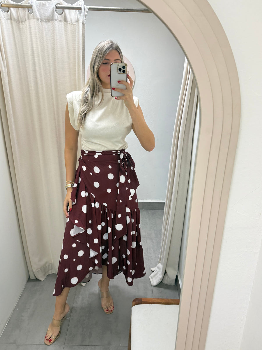 IVORY GLITTER MOCK NECK BLOUSE