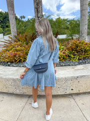 OVERSIZED LONG SLEEVE DENIM SHORT DRESS