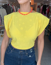 PIA REVERSIBLE SQUARE BLOUSE IN POLKA DOT/YELLOW