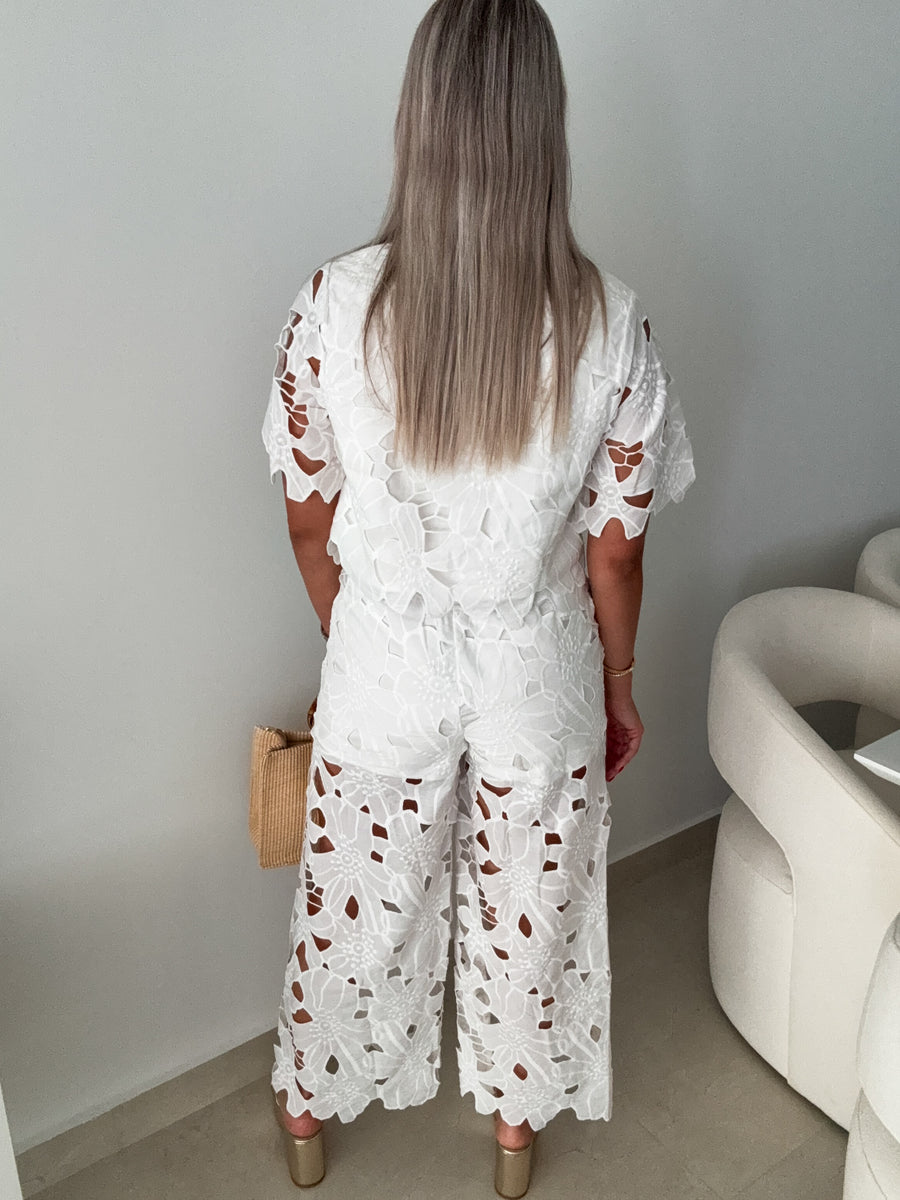 OFF WHITE FLORAL LACE PANT