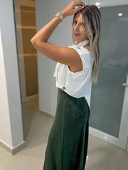 WHITE CROP BUTTONED JACKET