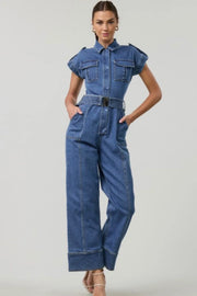 DENIM UTILITY JUMPSUIT