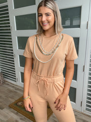 BEIGE CHAINS JUMPSUIT