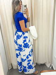 ROYAL BLUE PRINTED PANTS