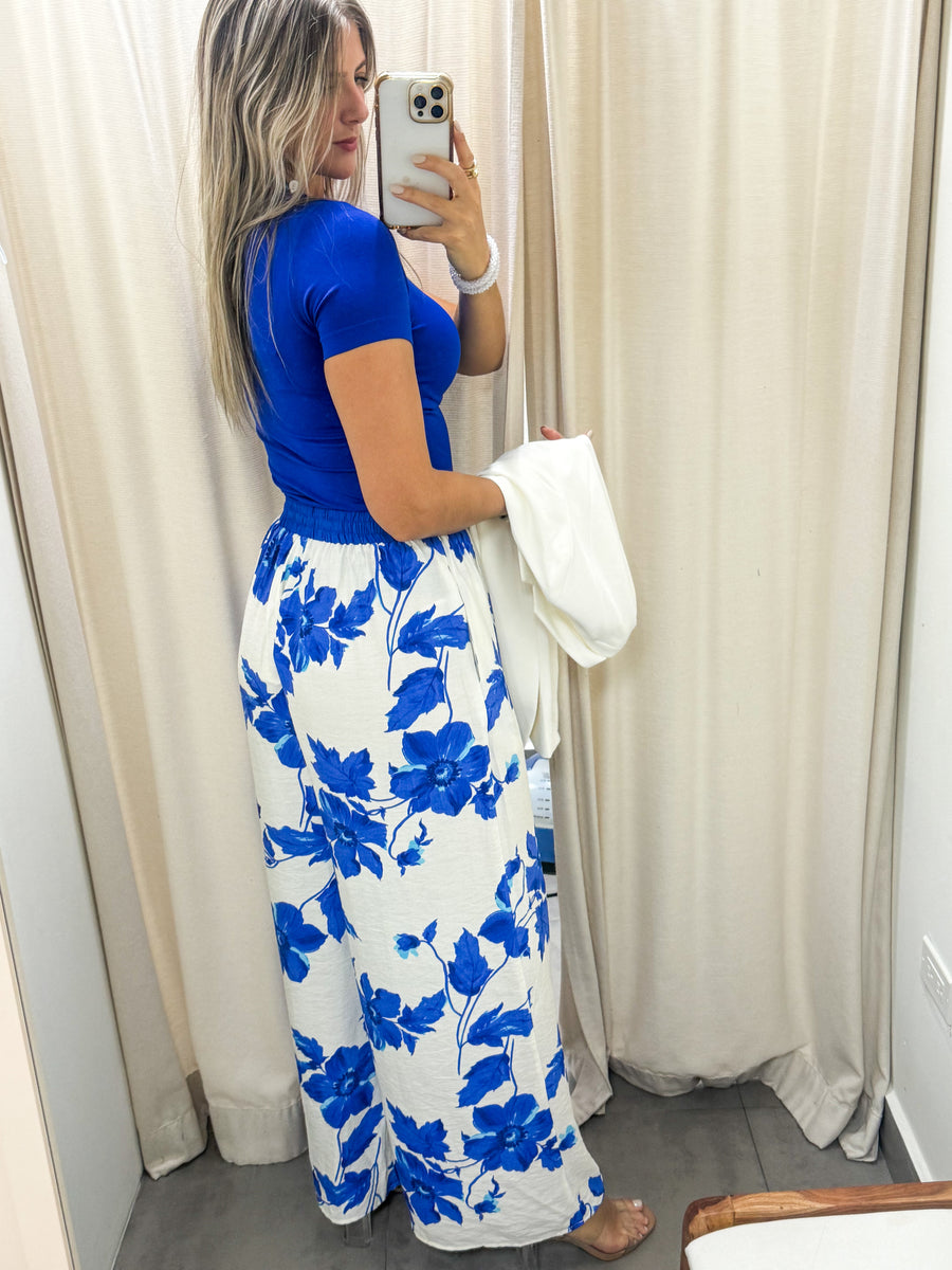 ROYAL BLUE PRINTED PANTS