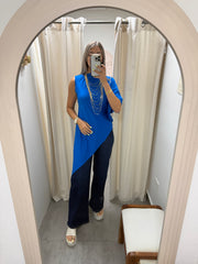PIA ELECTRIC BLUE ASYMMETRIC BLOUSE