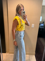 PIA REVERSIBLE SQUARE BLOUSE IN POLKA DOT/YELLOW