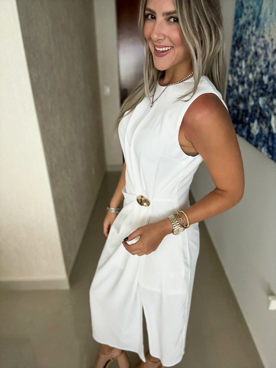 WHITE GOLD DETAILED DRESS