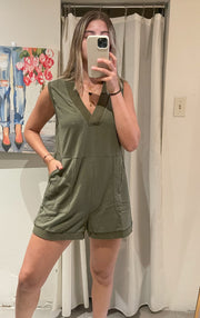 OLIVE SLEEVELESS ROMPER