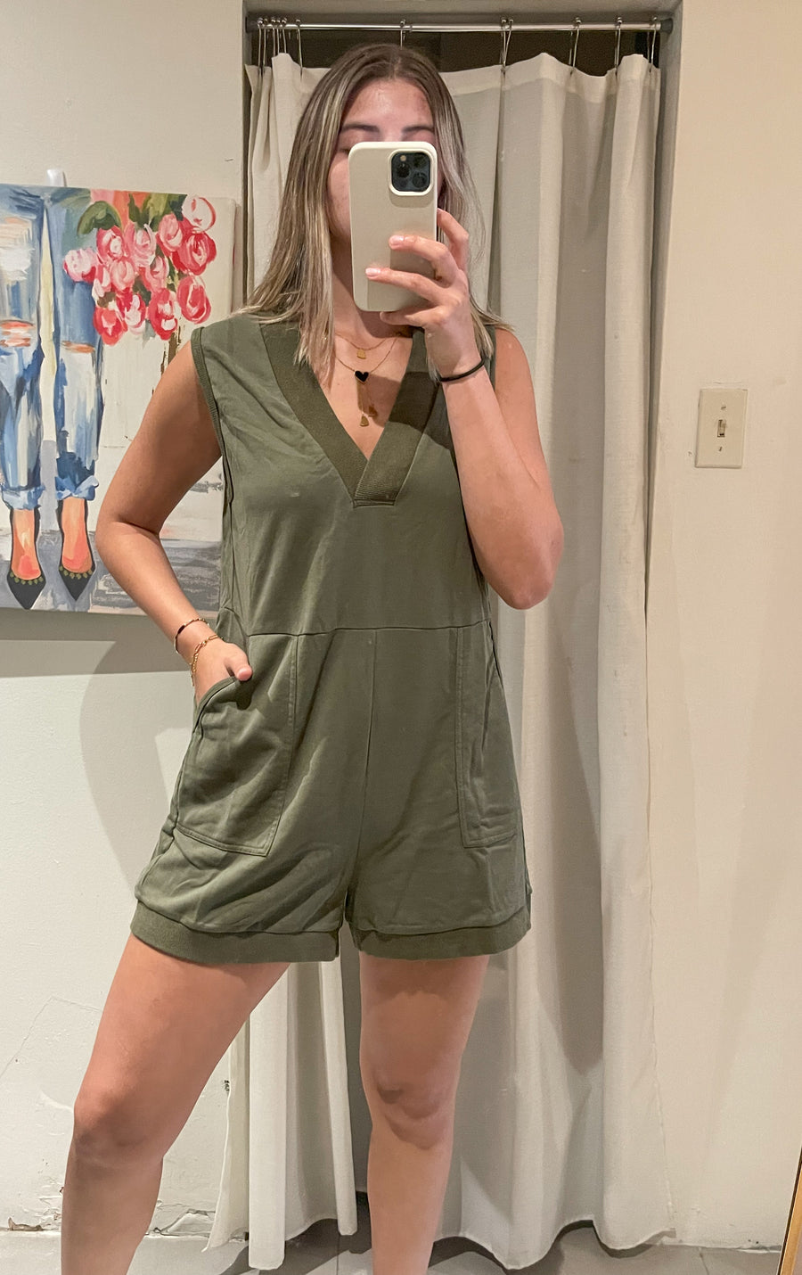 OLIVE SLEEVELESS ROMPER