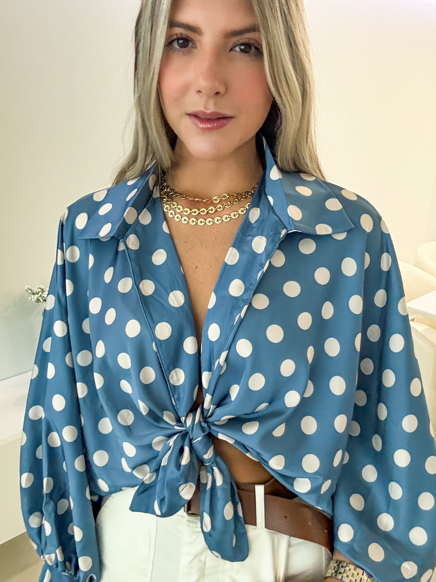 ONE SIZE SATIN KNOT BLOUSE