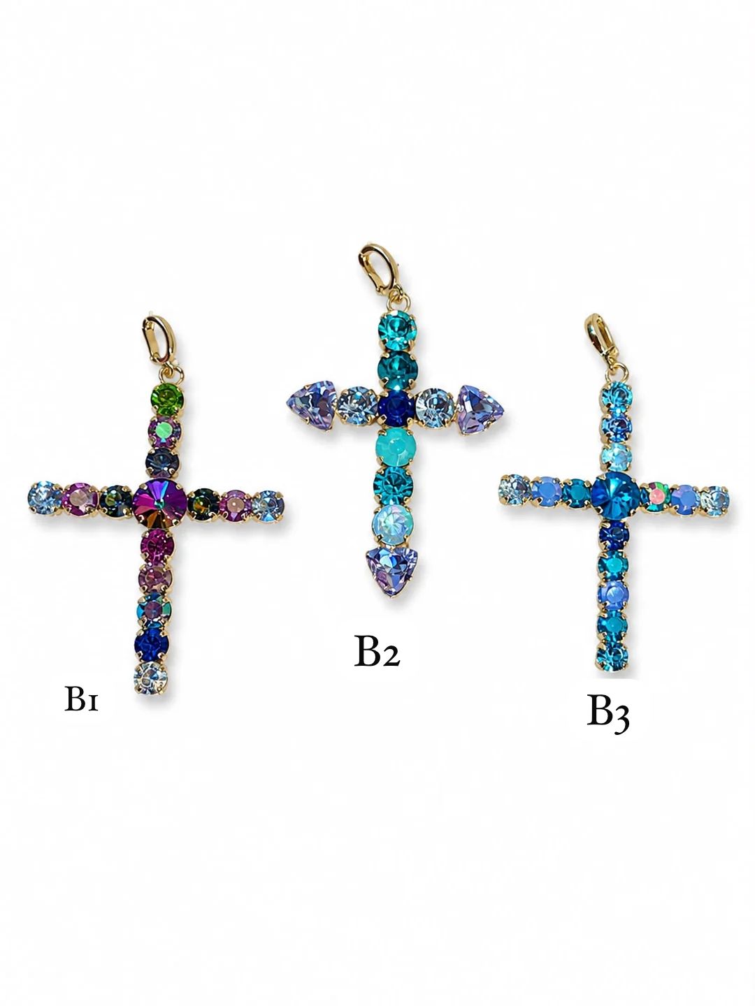 BLUE MIX CROSS PENDANT