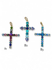BLUE MIX CROSS PENDANT
