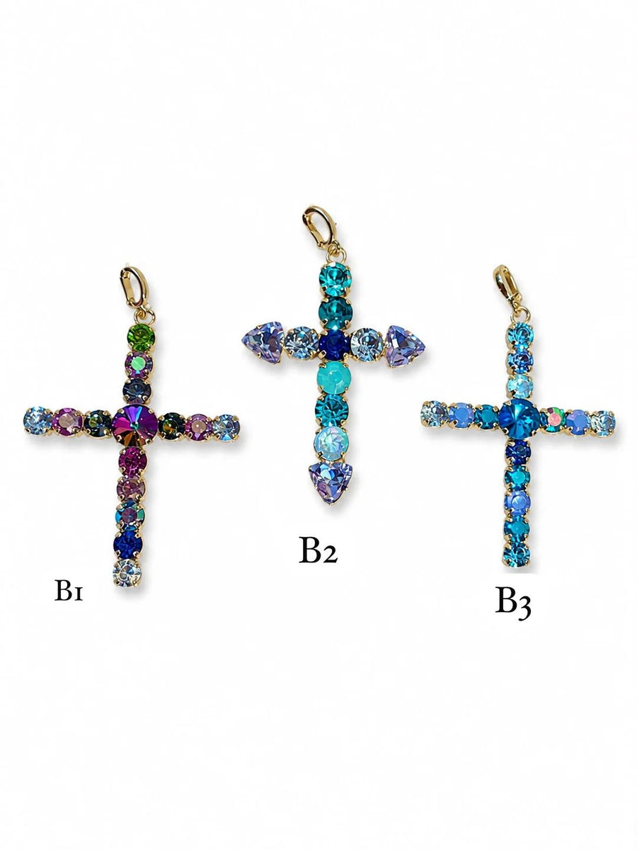 BLUE MIX CROSS PENDANT