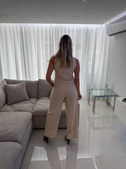 TAUPE LINEN VEST TOP