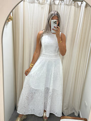 WHITE EYELET MAXI SKIRT