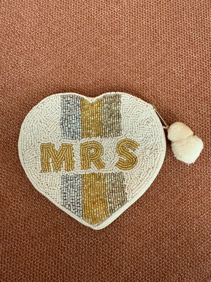 "MRS." HEART SHAPED COIN BAG