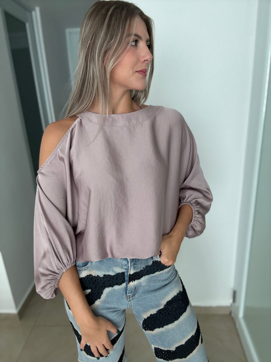 ONE SHOULDER SATIN TOPS