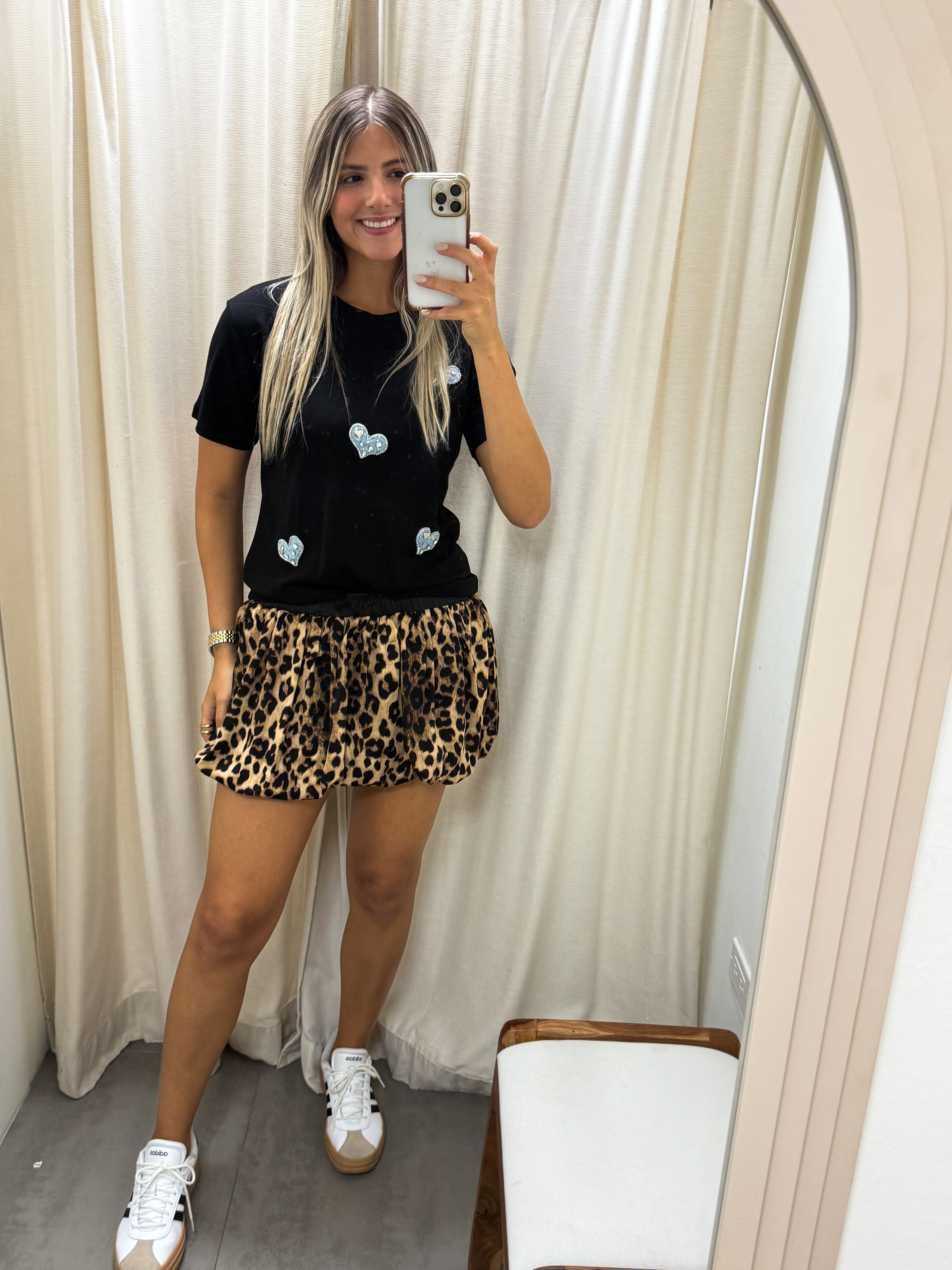 LEOPARD SATIN SKORT