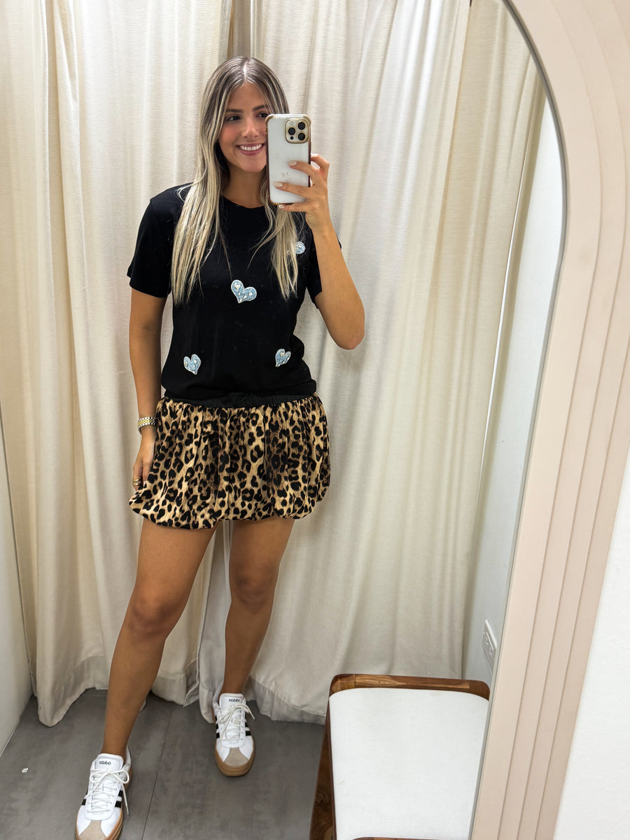 LEOPARD SATIN SKORT